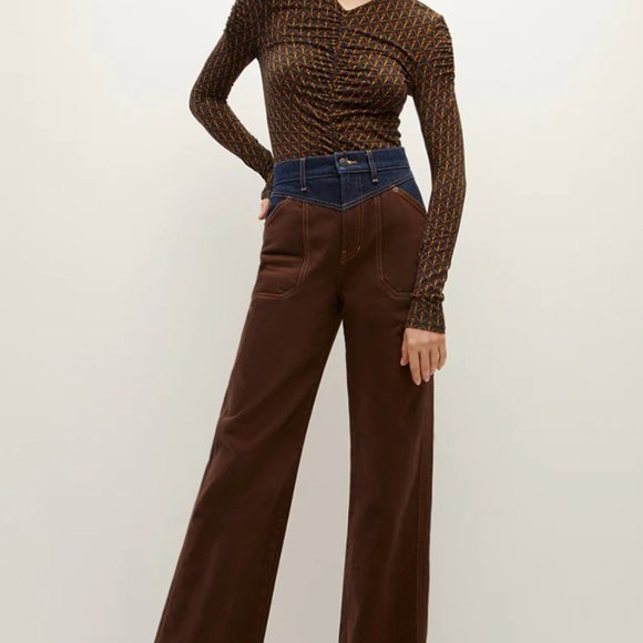 Veronica Beard Neeta Stirrup-Print Ruched Top NWT - Picture 4 of 7